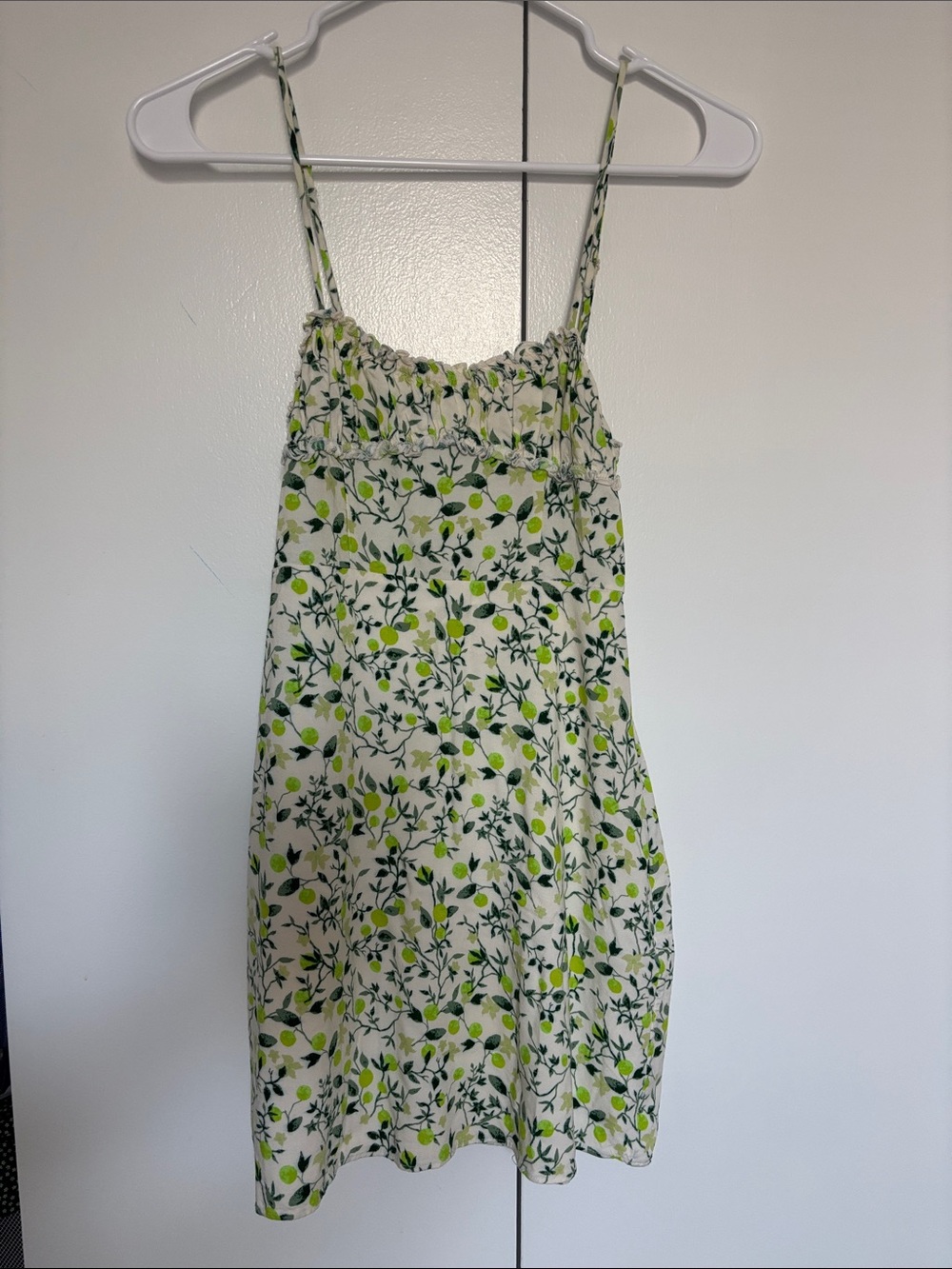 Lemon Print Spaghetti Strap Sundress - Green/White from UO